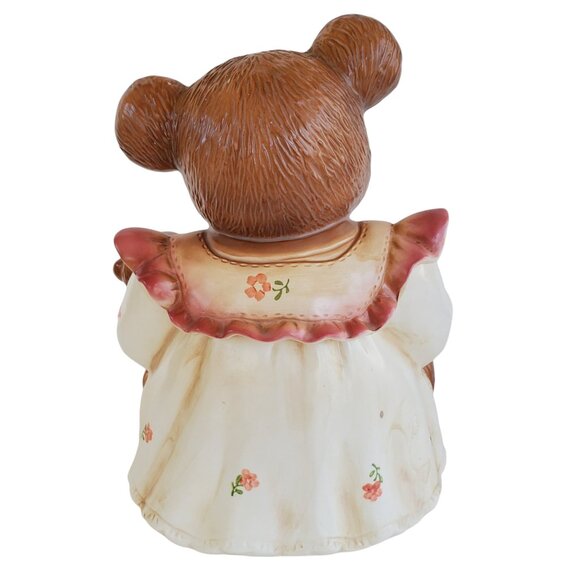 VTG 1980's Teddy Bear Cookie Jar Canister Kitchen Cottagecore Glass Eyes Japan - Picture 6 of 10
